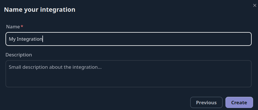 Mikrotik Integration Creation Screen