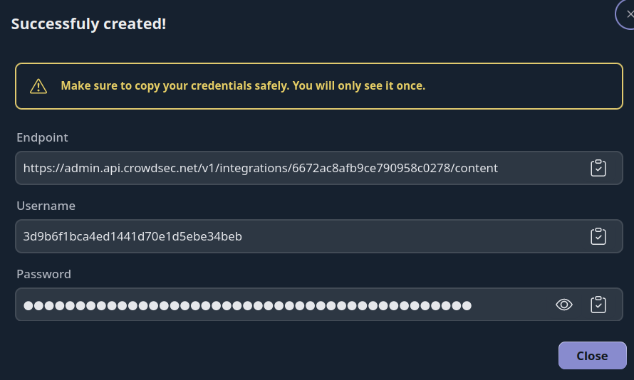 Mikrotik Integration Credentials Screen