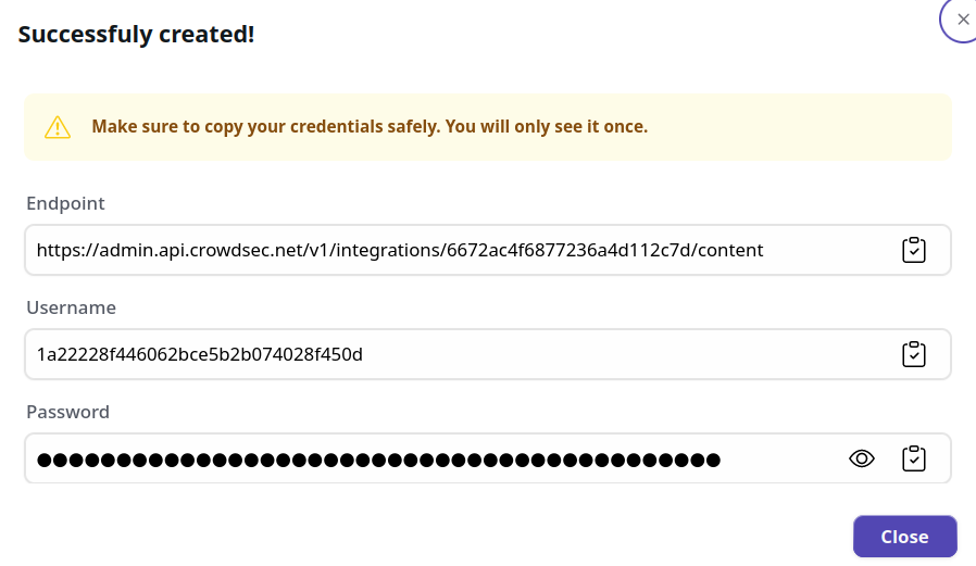 Mikrotik Integration Credentials Screen